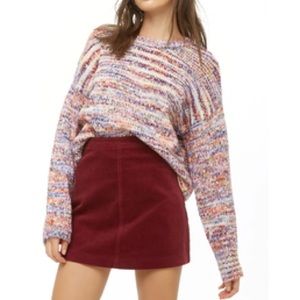 Sweet & Sinful Rainbow Marled Knit 70's Retro Vibes Chunky Cropped Boxy Sweater